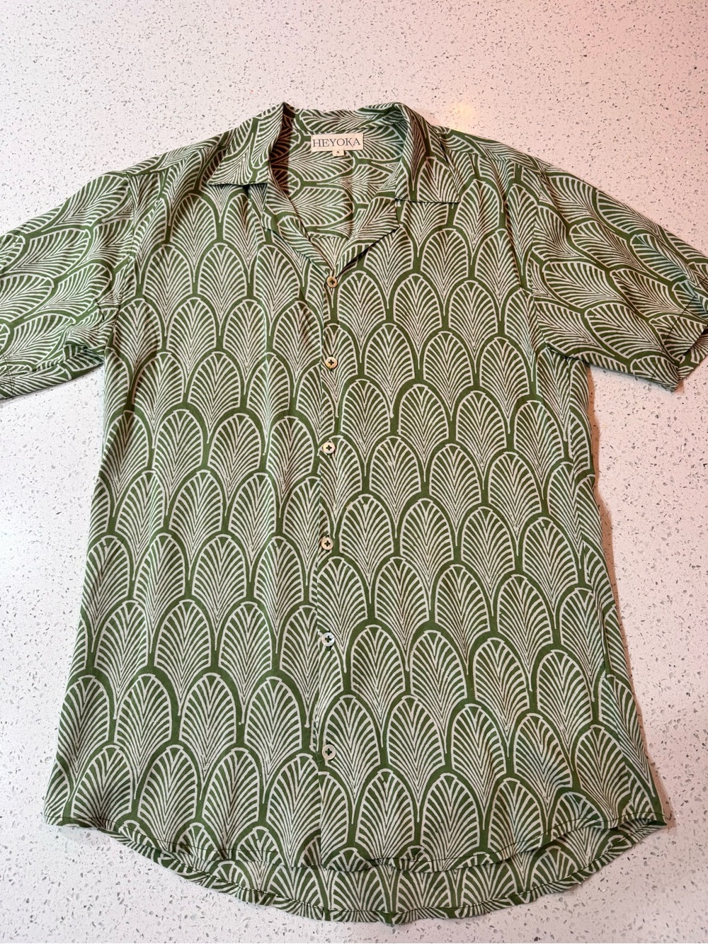 Heyoka Green Patterned Short-Sleeve Shirt